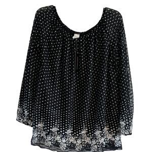 NWT Jennie & Marlis Navy/White Boho Blouse, S